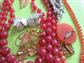 Vintage Costume Jewelry Lot  Pink Raspberry Necklace Orchid  Earrings Pins