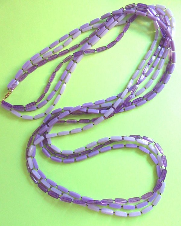 Mod 1960's Purple Long Necklace Vintage Jewelry 