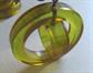 Bakelite Hoop Earrings Apple Juice with Green Swirls Ink Spot Clip On Vintage Costume Jewelry 