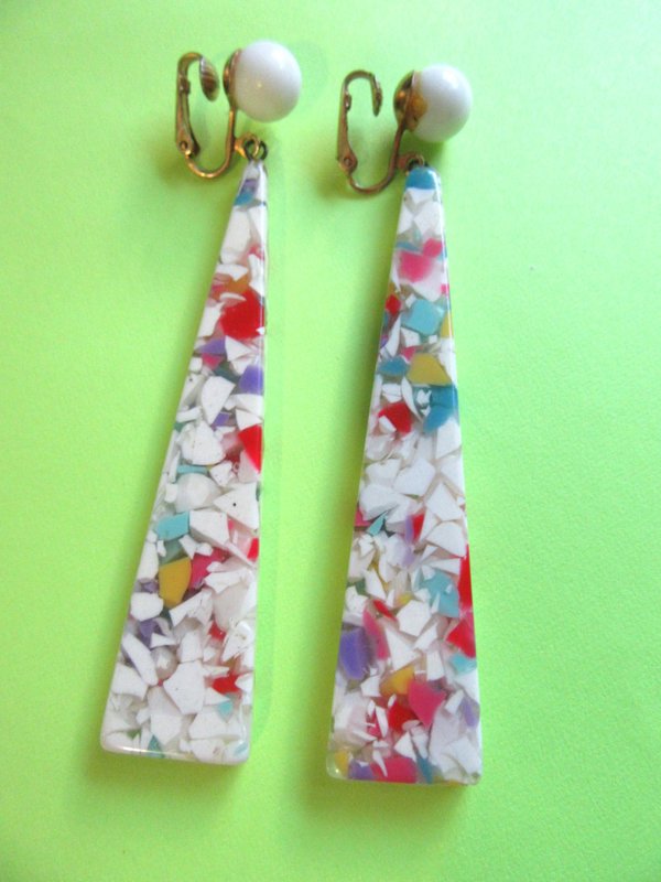 Mod 1960's Lucite Earrings Vintage Jewelry 