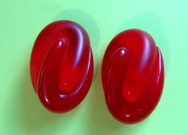  Liz Claiborne Red Lucite Earrings Signed Vintage Jewelry