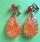 Mod 1960's Orange Clip on Earrings Reverse Painted Twiggy Go Go