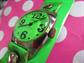 Mod Neon Green Lucerne Wrist Watch Needs Repair AS IS Vintage Accessories '60's Costume 