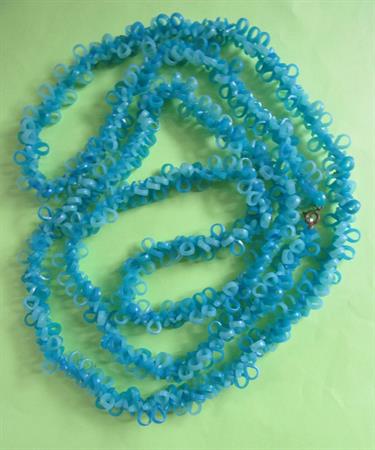 Mod 1960's Long Blue Squiggle Necklace Beads Vintage Costume Jewelry ;60's Accessories