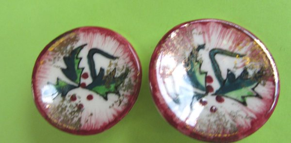 Two Pairs 1950's Christmas Earrings Japan Vintage Jewelry 