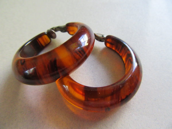 Bakelite Earrings Tortoise Vintage Jewelry  