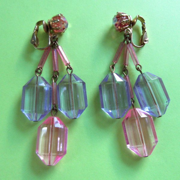 Mod 1960's Lucite Earrings Vintage Jewelry 