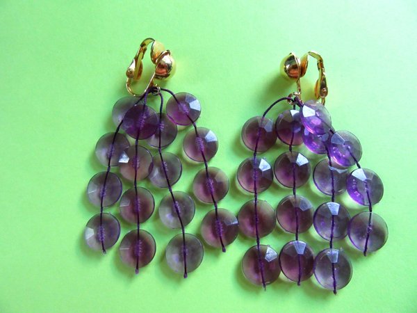 Mod 1960's Purple Earrings Vintage Jewelry 