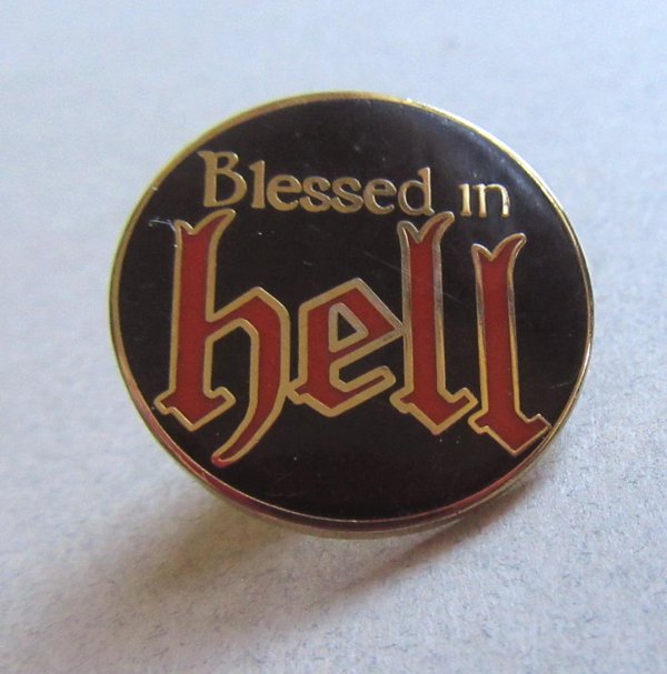 1990's "Blesed in Hell" Enameled Lapel or Hat Button