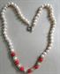 Genuine Freshwater Pearl Necklace with Rhinestone Rhondelle Spacers and Red Beads Fine Jewelry Holiday Christmas Jewelry