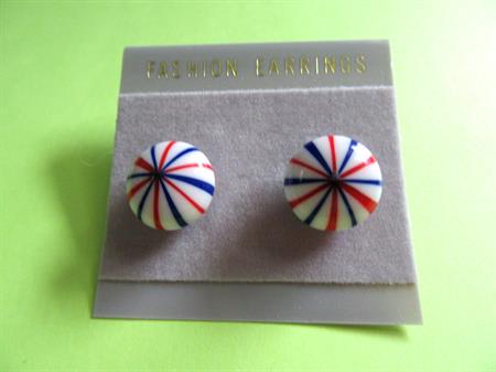 Mod Striped Lucite Pierced Earrings Red White Blue Patriotic Vintage Costume Jewelry Old Store Stock Never Worn