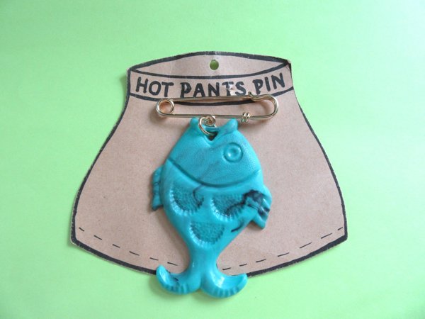 RARE 1970's Hot Pants Lucite Pin Western Germany Old Store Stock Original Card Never Worn Costume Jewelry Vintage Clothing Accessories