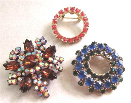 Vintage  And Up Rhinestone Pins Lot