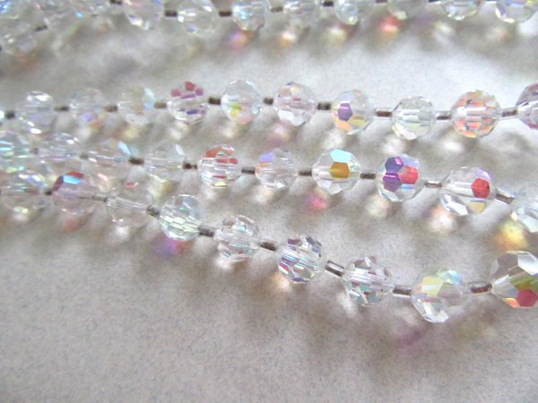 Vintage CrystalNecklace Aurora Borealis Beads 1950's Accessories