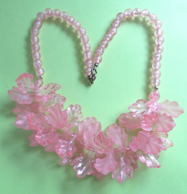 1980's Pink Lucite Necklace Vintage Jewelry 