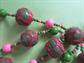 Mod 1960's  Green and Pink Necklace Vintage Costume Jewelry '60's Accessories