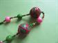 Mod 1960's  Green and Pink Necklace Vintage Costume Jewelry '60's Accessories