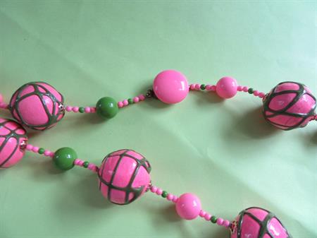 Mod 1960's Pink Green Necklace Japan Vintage Jewelry 