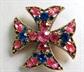 Rhinestone Maltese Cross Pin Vintage Jewelry