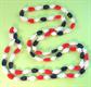 Vintage Mod Leaves Long Necklace Red White Blue Beads 68