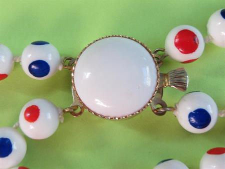 Vintage Necklace Red White Blue Hong Kong 1960's Jewelry