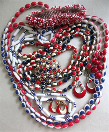 Mod 1960's and Up Jewelry Lot Vintage Costume Jewelry Patriotic