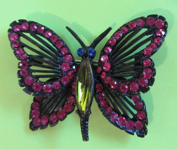 Weiss Rhinestone Butterfly Pin Signed Jewelry