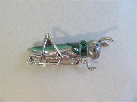 1940's Unsigned Coro ? Grasshopper Pin Vintage Costume Jewelry Figural Bug