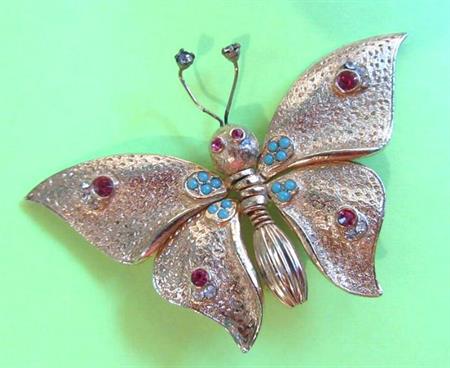 Butterfly Pin Articulated Vintage Jewelry Figural
