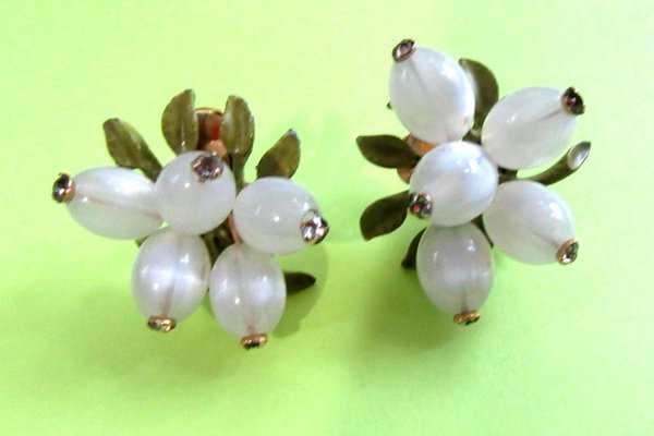 1950's Moonglow Rhinestone Earrings Vintage Jewelry 