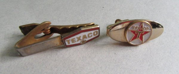 Vintage Texaco Gas Tie Clips Mens Jewelry Chevron Gasoline Collectibles