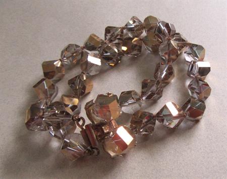 Vintage 1950's Copper Crystal Bracelet Smaller Wrist  7