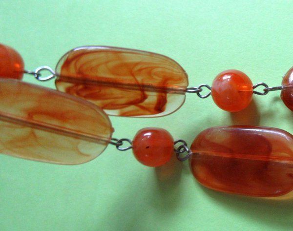 Marbled Lucite Necklace 74"  Long Beads