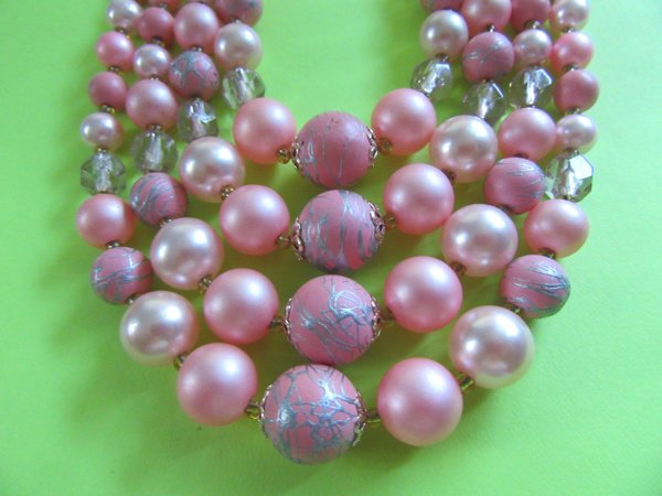 1950's Pink Necklace Japan Vintage Jewelry '50's Accessories