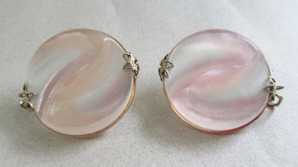 Hillcraft Lucite Earrings Castlecraft Slide On Vintage Jewelry 