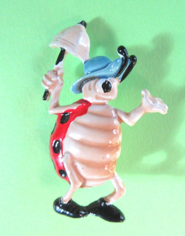 Vintage Anthropomorphic Ladybug Pin Signed JJ