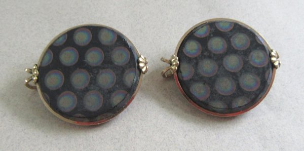 Czech Glass Hillcraft Earrings Peacock  Vintage Jewelry