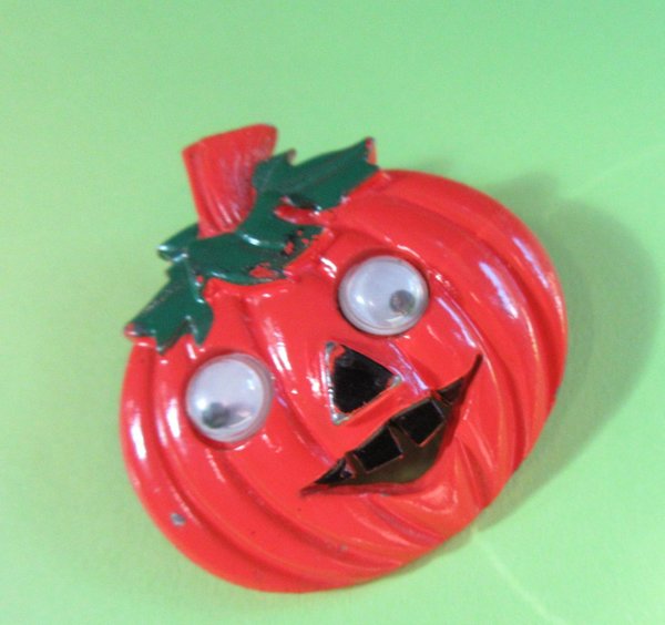 Google Eyes Pumpkin Pin Vintage Jewelry Halloween