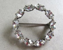 1930's Rhinestone Pin Marked SILVER Fine Vintage Jewelry