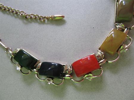 Bakelite 1950's Coro Multi Color Choker Necklace Vintage Jewelry 