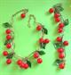 Vintage Cherries Necklace and Bracelet Set Rockabilly Summer Costume Jewelry GORGEOUS