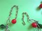 Vintage Cherries Necklace and Bracelet Set Rockabilly Summer Costume Jewelry GORGEOUS