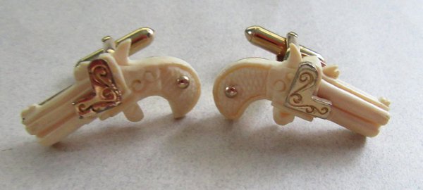 Vintage Pistol Cufflinks Derringer Men's Jewelry 