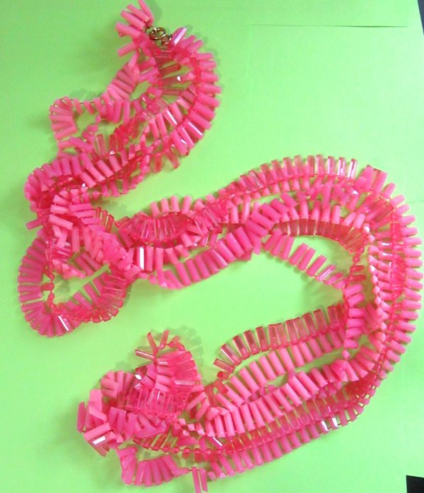 Mod Pink 1960's  Shimmy Necklace Vintage Jewelry