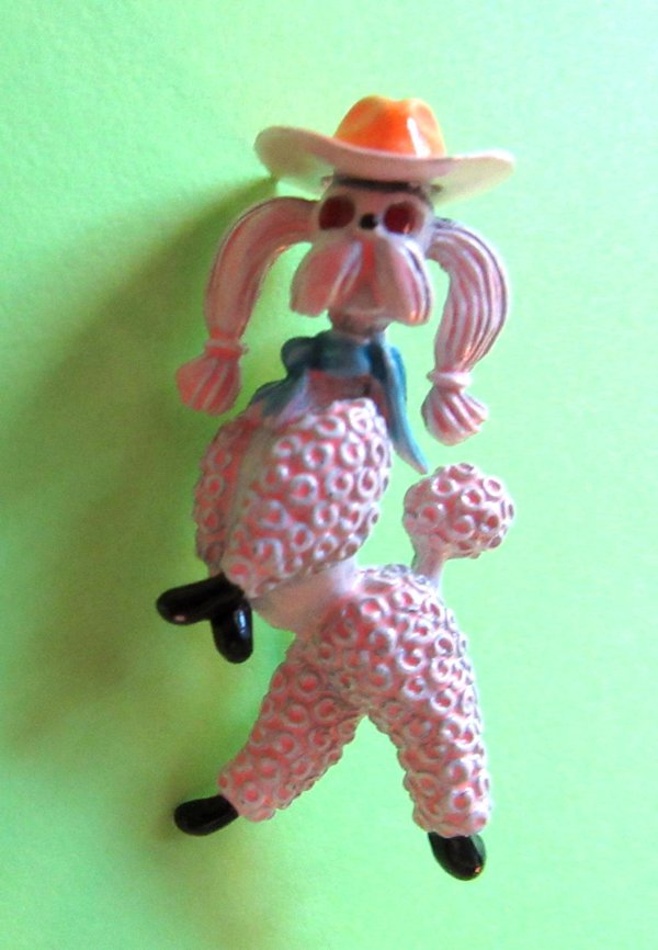Vintage Anthropomorphic Poodle Pin Signed JJ