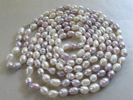 Genuine Freshwater Pearls Necklace White and Lilac 64