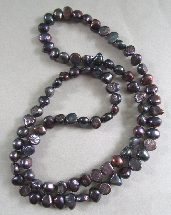 Genuine Black Rainbow Baroque Freshwater Pearl 30" Necklace 