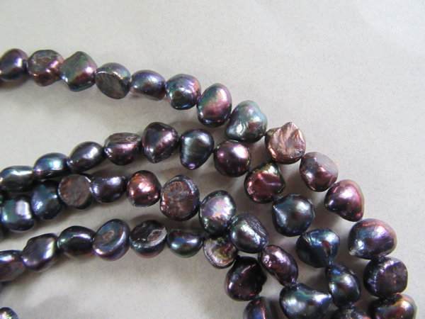 Genuine Black Rainbow Baroque Freshwater Pearl 48" Necklace 