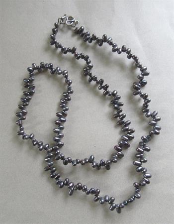 Gray Freshwater Peal Necklace Sterling Silver Clasp Fine Jewelry