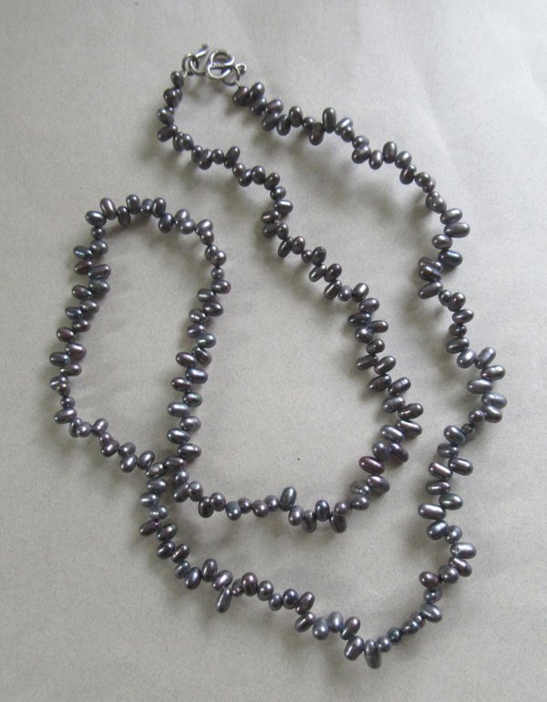 Gray Freshwater Peal Necklace Sterling Clasp Fine Jewelry